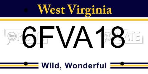 6FVA18 West Virginia License Plate