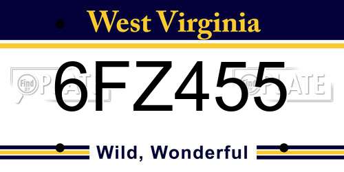 6FZ455 West Virginia License Plate