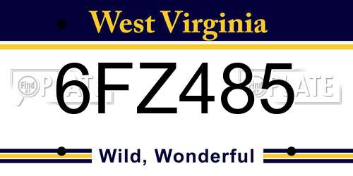 6FZ485 West Virginia License Plate