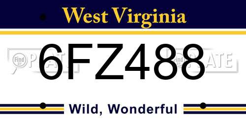 6FZ488 West Virginia License Plate