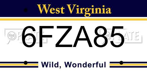 6FZA85 West Virginia License Plate