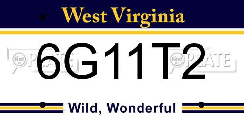 6G11T2 West Virginia License Plate