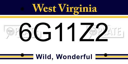 6G11Z2 West Virginia License Plate