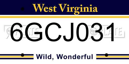 6GCJ031 West Virginia License Plate