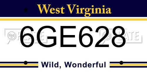 6GE628 West Virginia License Plate