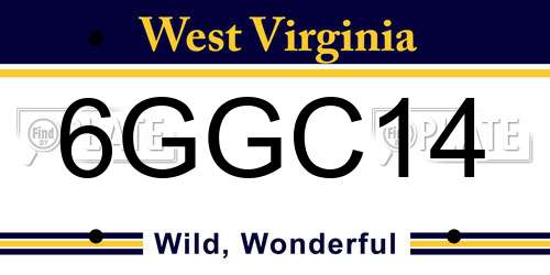 6GGC14 West Virginia License Plate
