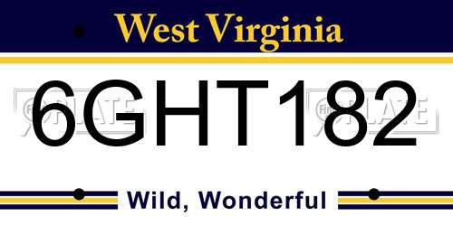 6GHT182 West Virginia License Plate