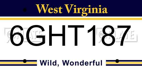 6GHT187 West Virginia License Plate