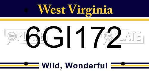 6GI172 West Virginia License Plate