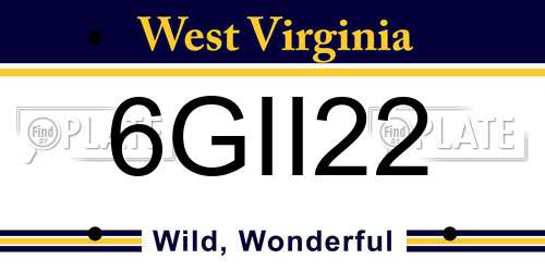 6GII22 West Virginia License Plate