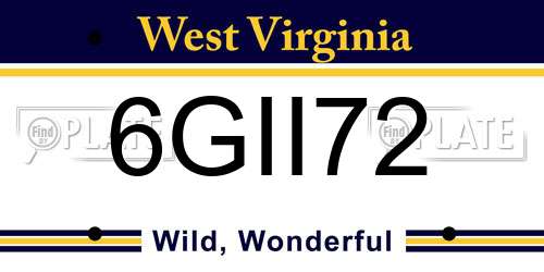 6GII72 West Virginia License Plate