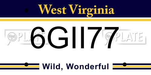 6GII77 West Virginia License Plate