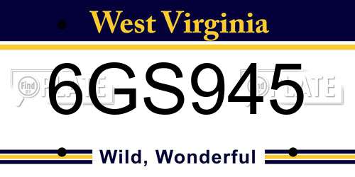 6GS945 West Virginia License Plate