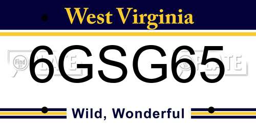 6GSG65 West Virginia License Plate