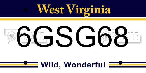 6GSG68 West Virginia License Plate