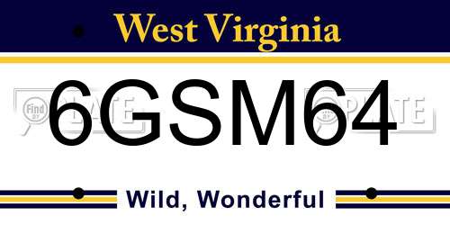 6GSM64 West Virginia License Plate