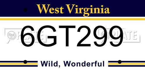 6GT299 West Virginia License Plate