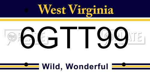 6GTT99 West Virginia License Plate