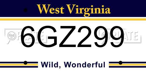 6GZ299 West Virginia License Plate