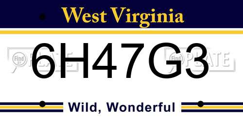 6H47G3 West Virginia License Plate
