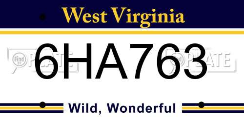 6HA763 West Virginia License Plate