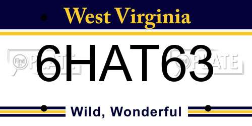6HAT63 West Virginia License Plate