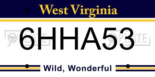 6HHA53 West Virginia License Plate