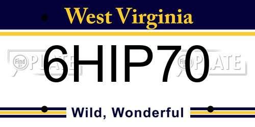 6HIP70 West Virginia License Plate