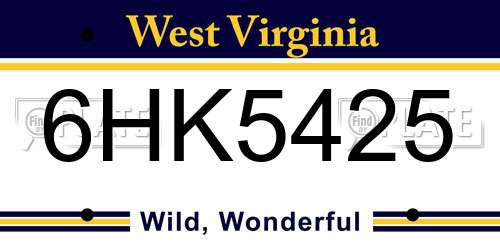 6HK5425 West Virginia License Plate