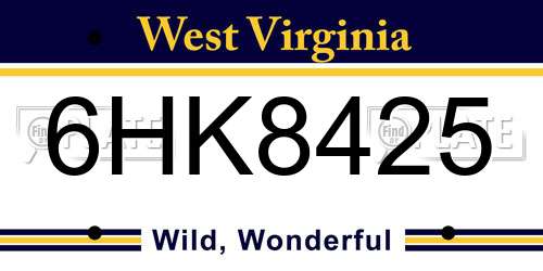 6HK8425 West Virginia License Plate