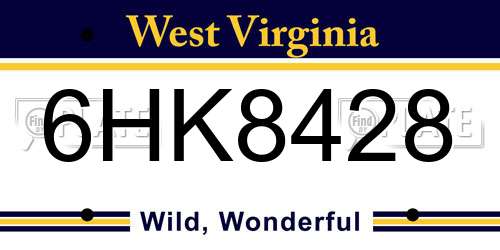 6HK8428 West Virginia License Plate