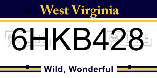 6HKB428 West Virginia License Plate