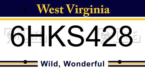 6HKS428 West Virginia License Plate