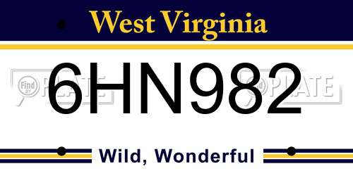6HN982 West Virginia License Plate