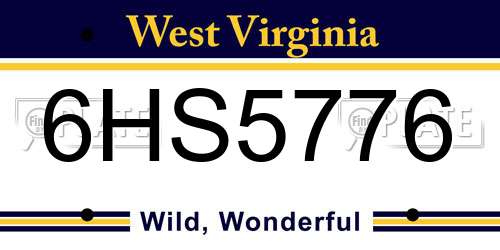 6HS5776 West Virginia License Plate
