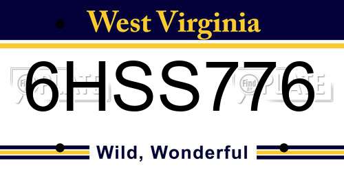 6HSS776 West Virginia License Plate