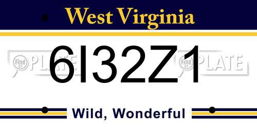 6I32Z1 West Virginia License Plate