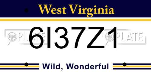 6I37Z1 West Virginia License Plate