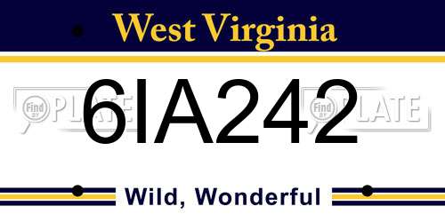 6IA242 West Virginia License Plate
