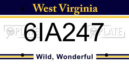 6IA247 West Virginia License Plate