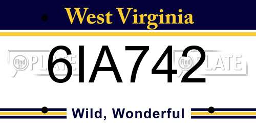 6IA742 West Virginia License Plate