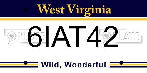 6IAT42 West Virginia License Plate