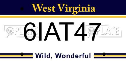 6IAT47 West Virginia License Plate