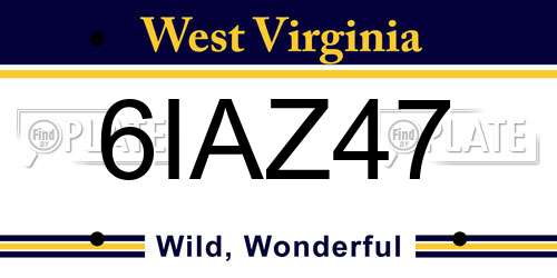 6IAZ47 West Virginia License Plate