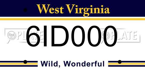 6ID000 West Virginia License Plate