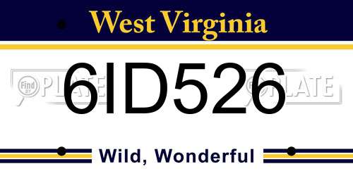 6ID526 West Virginia License Plate