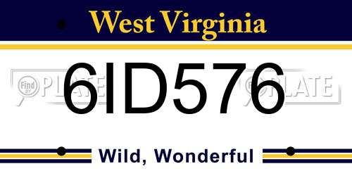 6ID576 West Virginia License Plate