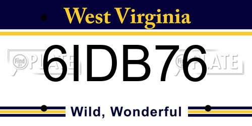 6IDB76 West Virginia License Plate