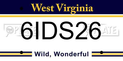 6IDS26 West Virginia License Plate