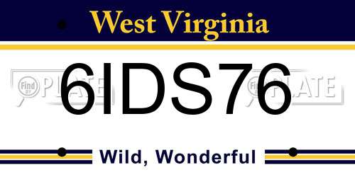 6IDS76 West Virginia License Plate
